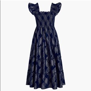 Navy glitter check Hill House Home Ellie dress XS